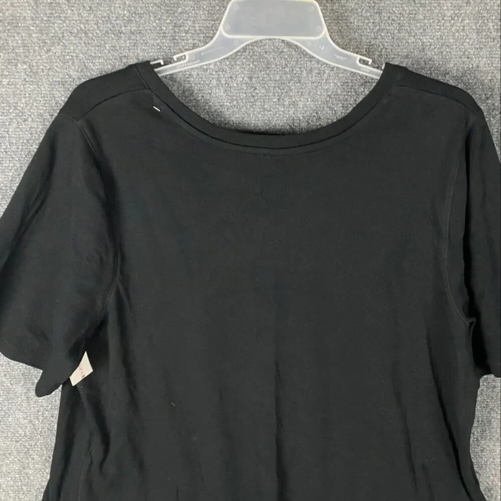 Lane Bryant Blouse Women's‎ 22/24 NWT Black Short Sleeve 100% Cotton Plus